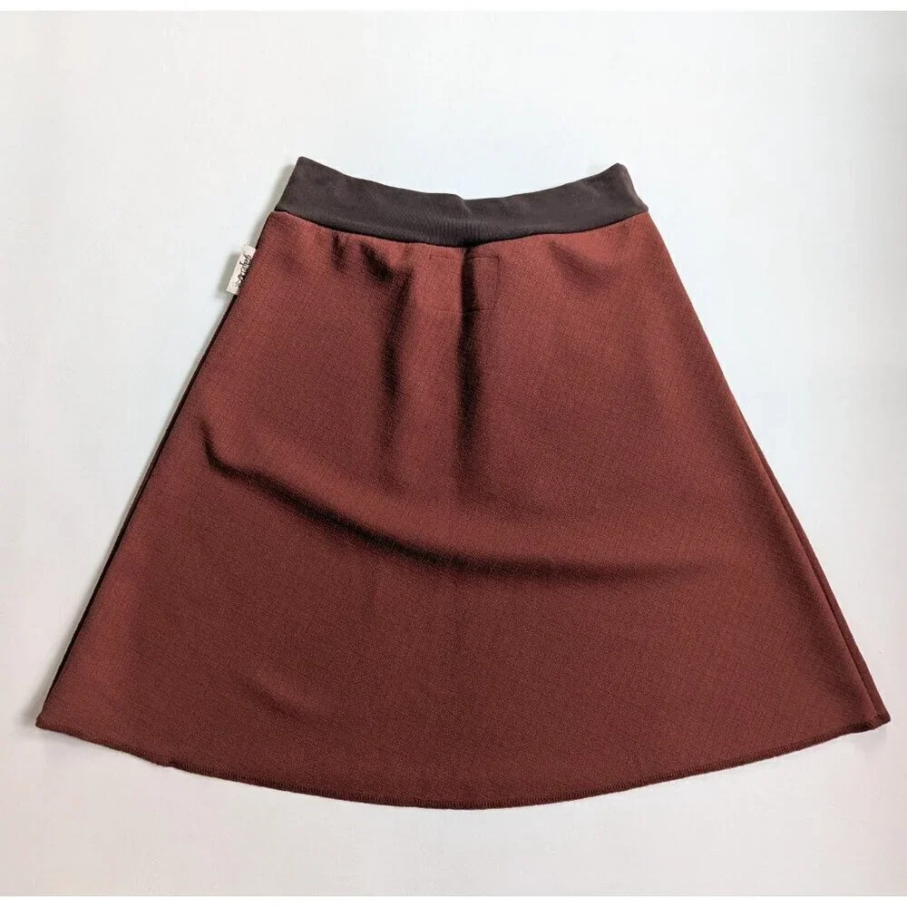 Gajettes Handmade Aline Boho Skirt Size Small Burnt Orange And Stretch Waist